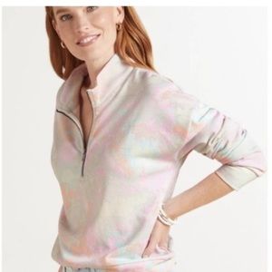 Evereve Peyton Jensen Mia Tie Dye Quarter Zip Sweatshirt M